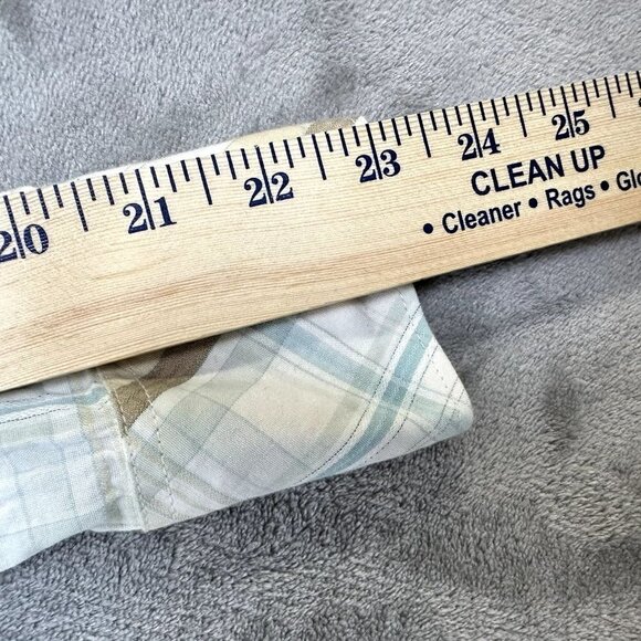 ARIAT Womens SZ Small Fitted Tan Blue Cream Plaid Embroidered Studded Snap Shirt - Picture 7 of 8